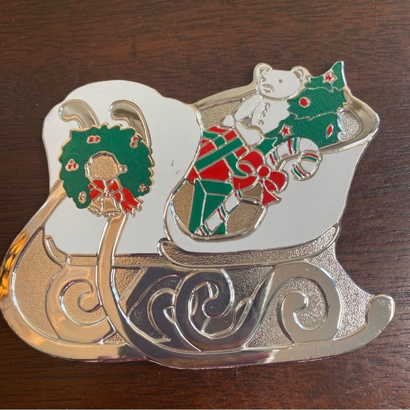 Oneida Holiday Sleigh Coasters Set of 6 Original Box Wm Rogers Vintage 1988 - Picture 1 of 5